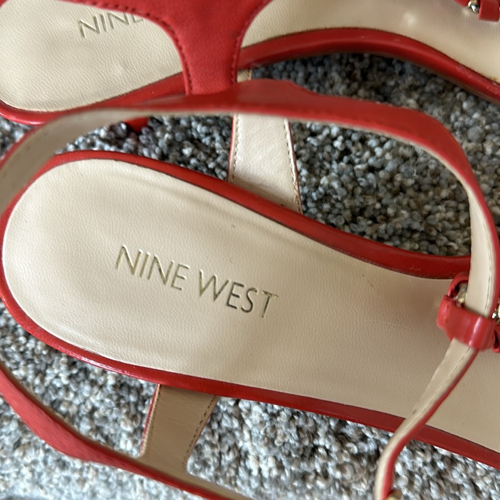Nine West Leather Sandals in Dark Coral - Picture 6 of 10